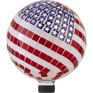 12" Tall Indoor/Outdoor Mosaic American Flag Gazing Globe Yard Art Decor